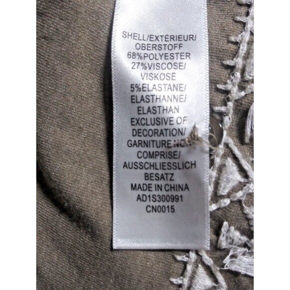 Adrianna Papell Sleeveless Top Taupe Tan Size M Halter Embroidered Hem stretch - Picture 8 of 9